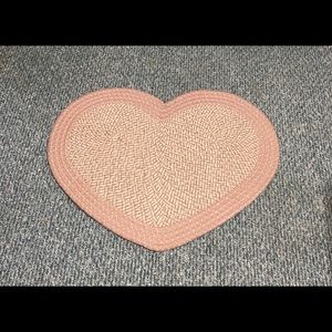 Heart Shaped Pink Braided Rug